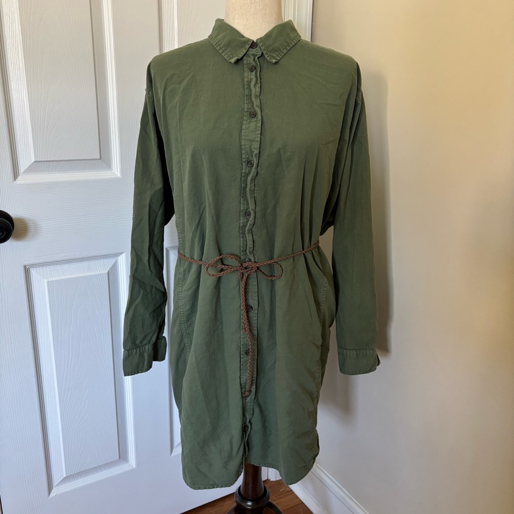 Universal Threads Green Button Down Shirt Dress Xl - image 3